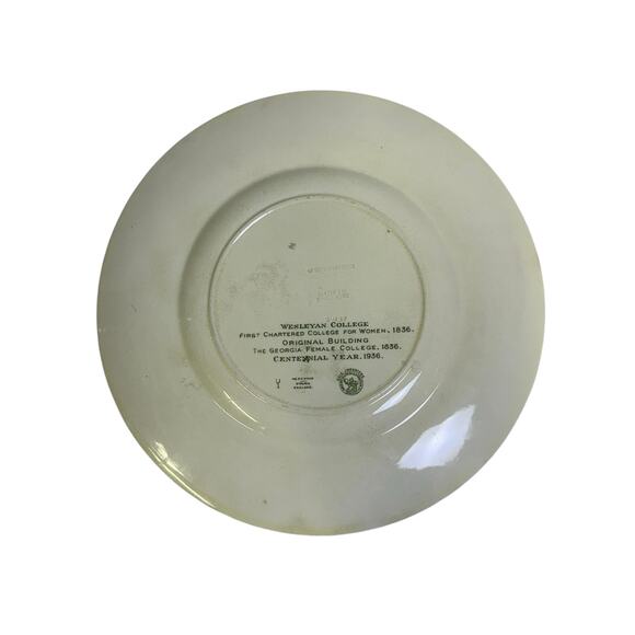 Wedgwood England Commemorative 1936 Centennial Plate Wesleyan College for Women - Picture 7 of 8